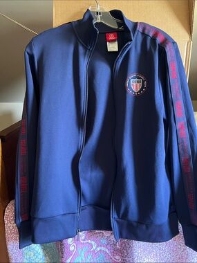 Team USA Navy Track Jacket with Red Trim